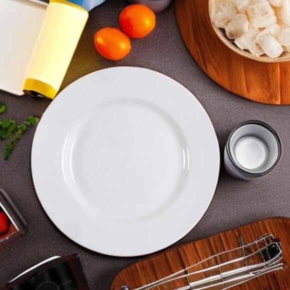 Pottery Barn White Ceramic Dinnerware Plate 10 1/2 Inches Round Deep Bowl Modern - Picture 11 of 11